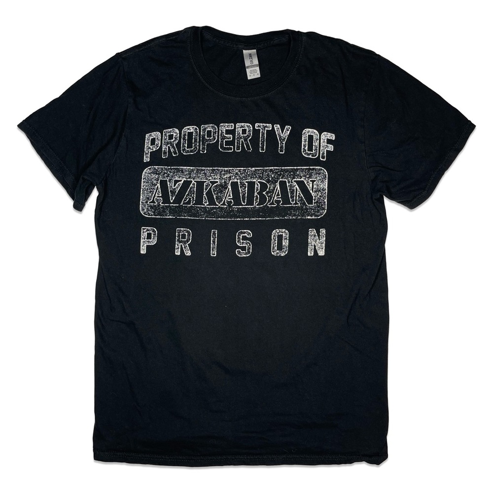 Gildan Harry Potter Property of Azkaban Prison Black Short Sleeve Tee Shirt
